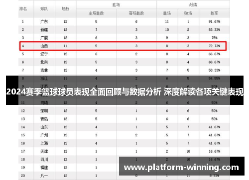 2024赛季篮球球员表现全面回顾与数据分析 深度解读各项关键表现